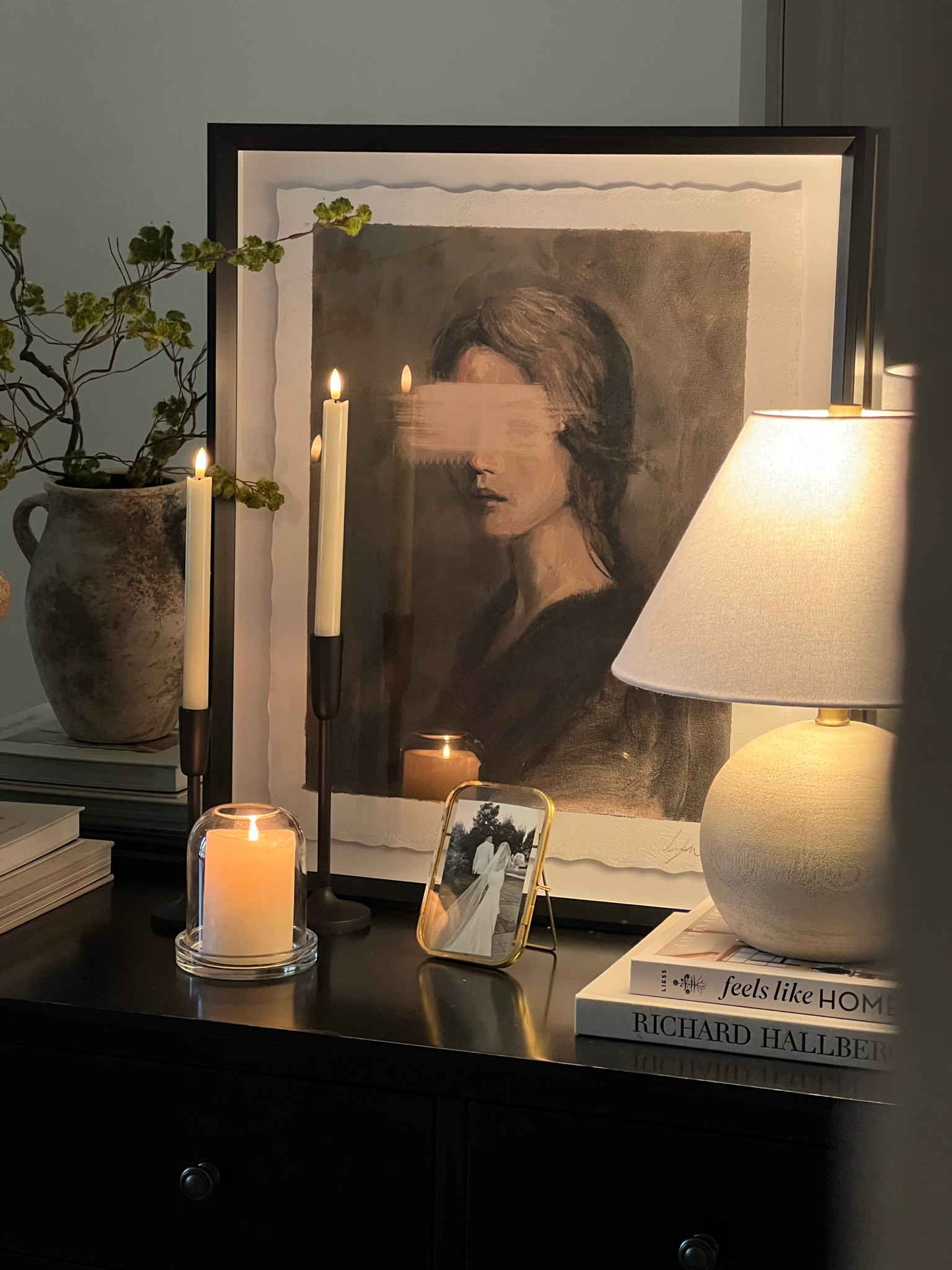 Framed art was a homegoods find - a linked one with a similar vibe from Target ❤️ 