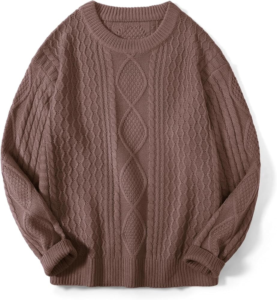 Zeagoo Cable Knit Sweater Women Crewneck Long Sleeve Sweater 2024 Fall Chunky Vintage Pullover To... | Amazon (US)