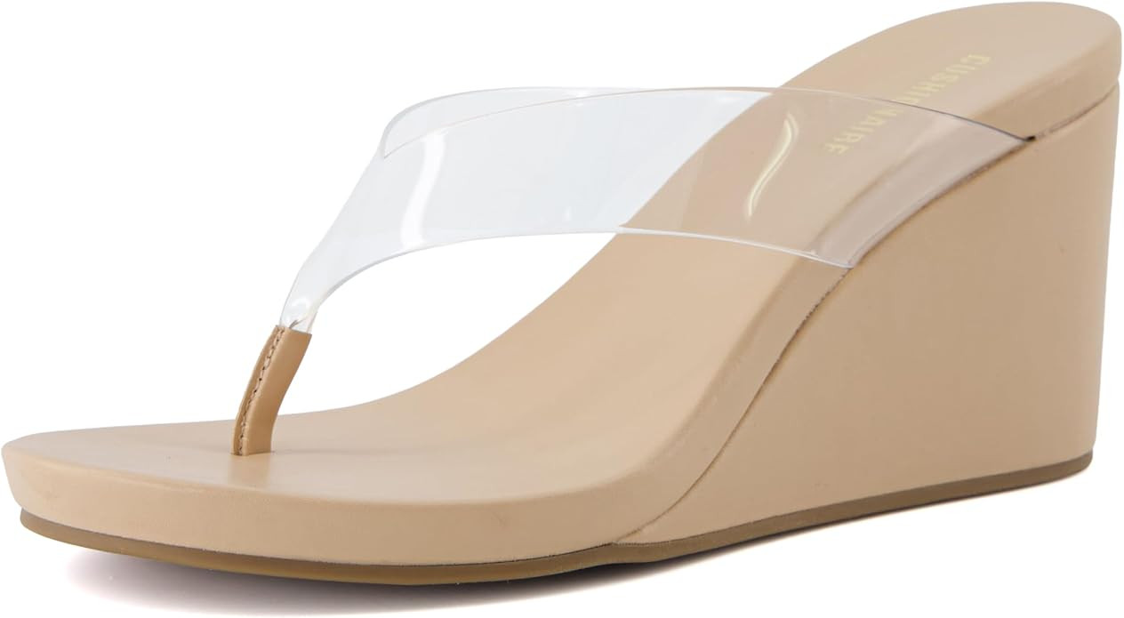 CUSHIONAIRE Bera Platform Thong Womens Sandals, Stylish Wedge Flip Flops for Women with Contoured... | Amazon (US)