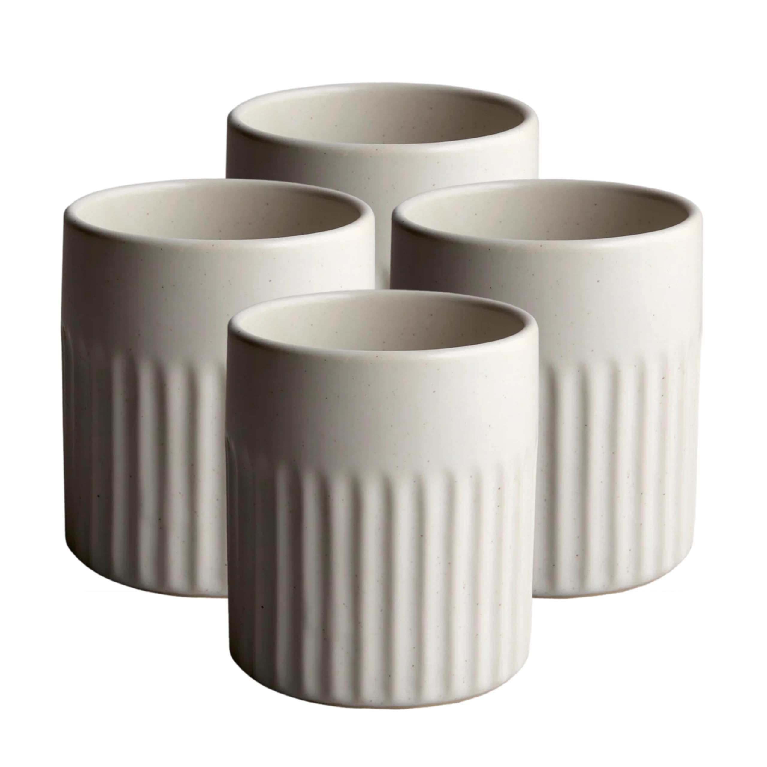Goodies White Ribbed Water Cups (Set of 4), Handmade Ceramic, Glazed, Dishwasher Safe, Microwave ... | Amazon (US)