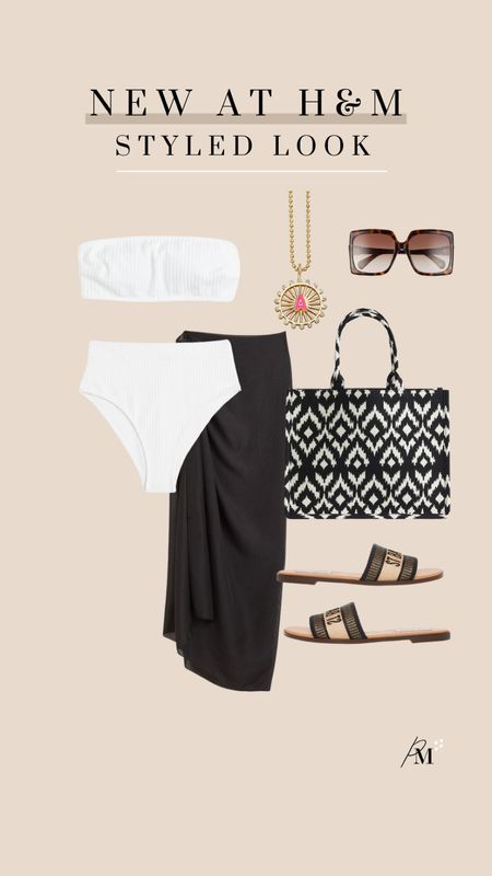 h&m swim bandeau top
h&m swim brazilian bikini bottom 
black sarong 
gucci sunglasses
baublebar sunburst necklace
h&m jacquard weave tote bag
steve madden knox sandal (a personal summer fav!)

#LTKswim #LTKstyletip #LTKshoecrush