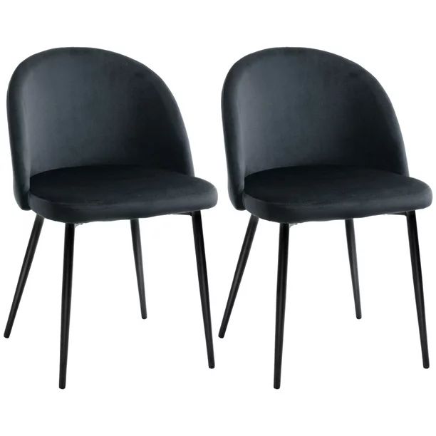 HOMCOM Dining Chairs Set of 2, Mid-Back Velvet-touch Upholstery Side Chair | Walmart (CA)