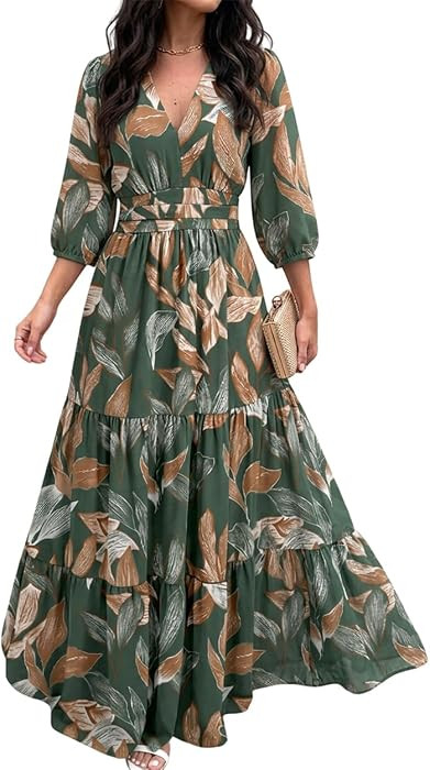 CHICME Womens Summer Boho Floral Wedding Guest Vacation Beach Maxi Dress | Amazon (US)