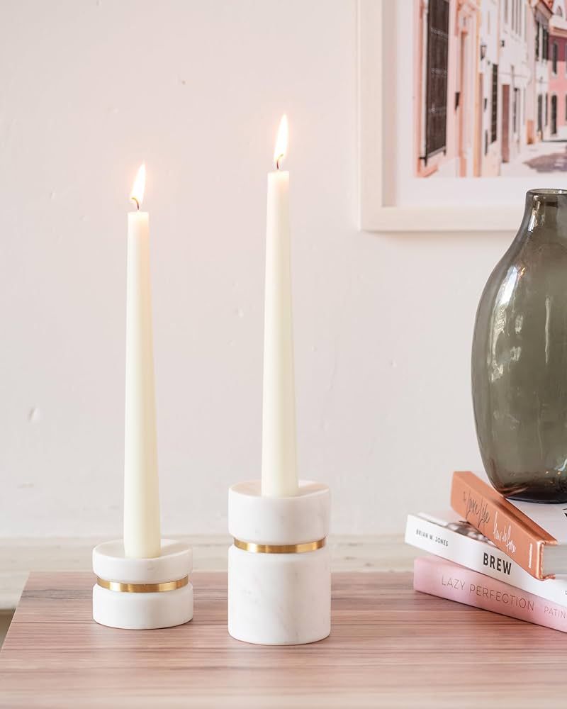 Cork & Mill Marble Taper Candle Holders, Handcrafted Modern Candlestick Holders for Dining Table,... | Amazon (US)