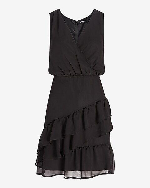 Ruffle Wrap Fit And Flare Dress | Express