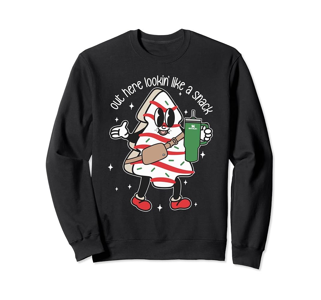 Out Here Looking Like A Snack Cute Boo Jee Xmas Trees Cakes Sweatshirt | Amazon (US)
