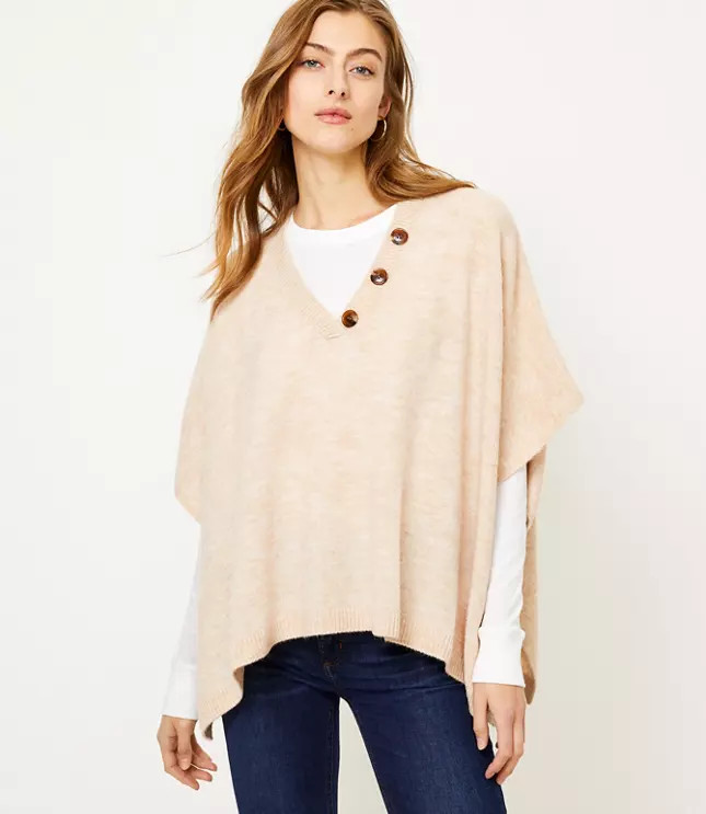 Button Neck Poncho | LOFT