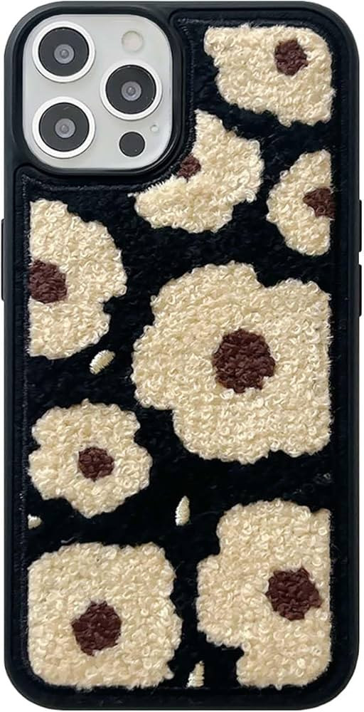 Tewwsdi Japan Korean Retro Flowers Embroidery Floral Fuzzy Furry Fluffy Plush Soft Girl Phone Cas... | Amazon (US)
