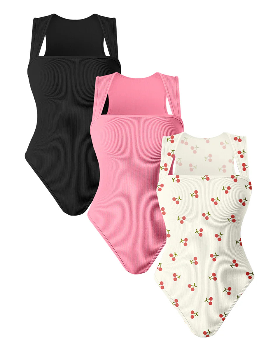 Square Neck Sleeveless Bodysuits | Oqq