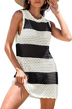 ANRABESS Womens Swimsuit Cover Up Sleeveless Knit 2025 Summer Outfits Swimwear Bathing Suit Cover... | Amazon (US)