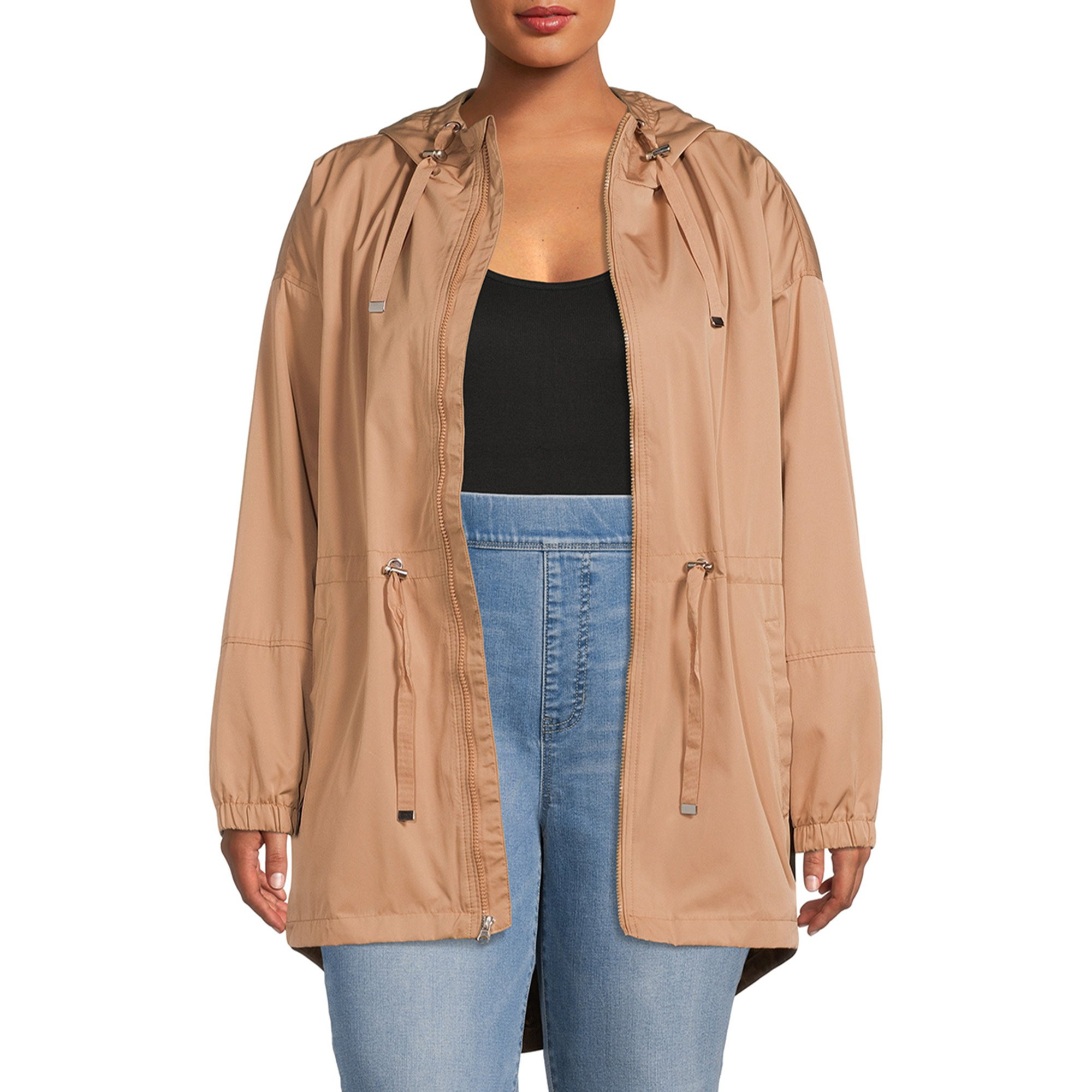 Time and Tru Women's and Plus Lightweight Anorak Jacket With Hood | Walmart (US)