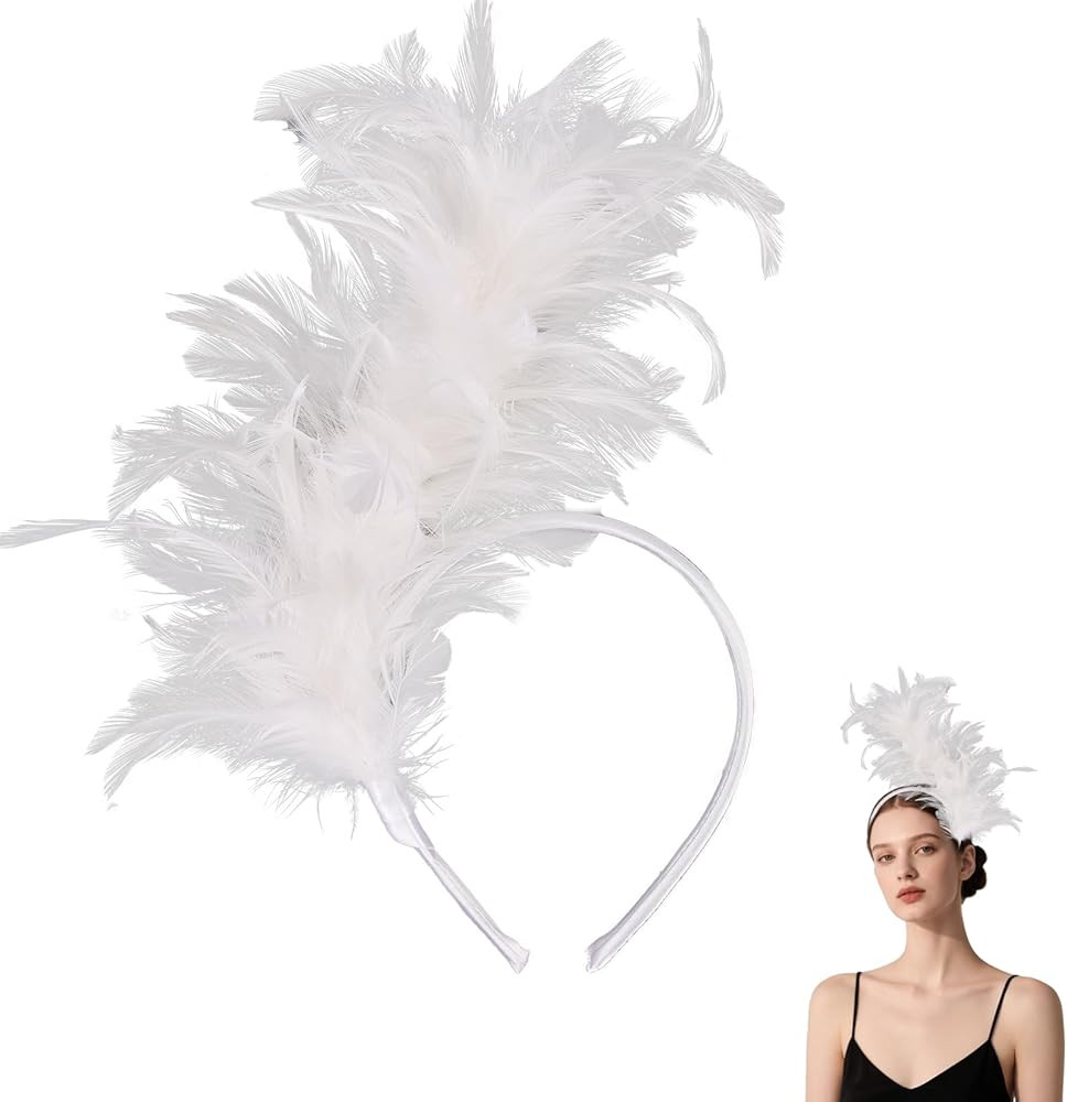 Feather Headband for Women Feather Fascinator Headband Cocktail Wedding Party | Amazon (US)