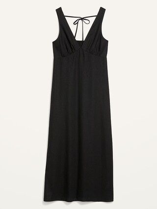 Sleeveless V-Neck Tie-Back Smocked Maxi Shift Dress for Women | Old Navy (US)