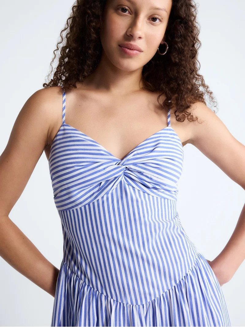 Free Assembly Women's Twist Front Sleeveless Maxi Dress with Drop Waist, Sizes XS-XXL | Walmart (US)