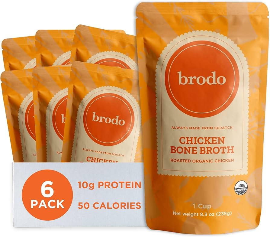 Brodo Organic Chicken Broth | Nutrient Dense, Chef Crafted Bone Broth in Single Serving Pouches |... | Amazon (US)