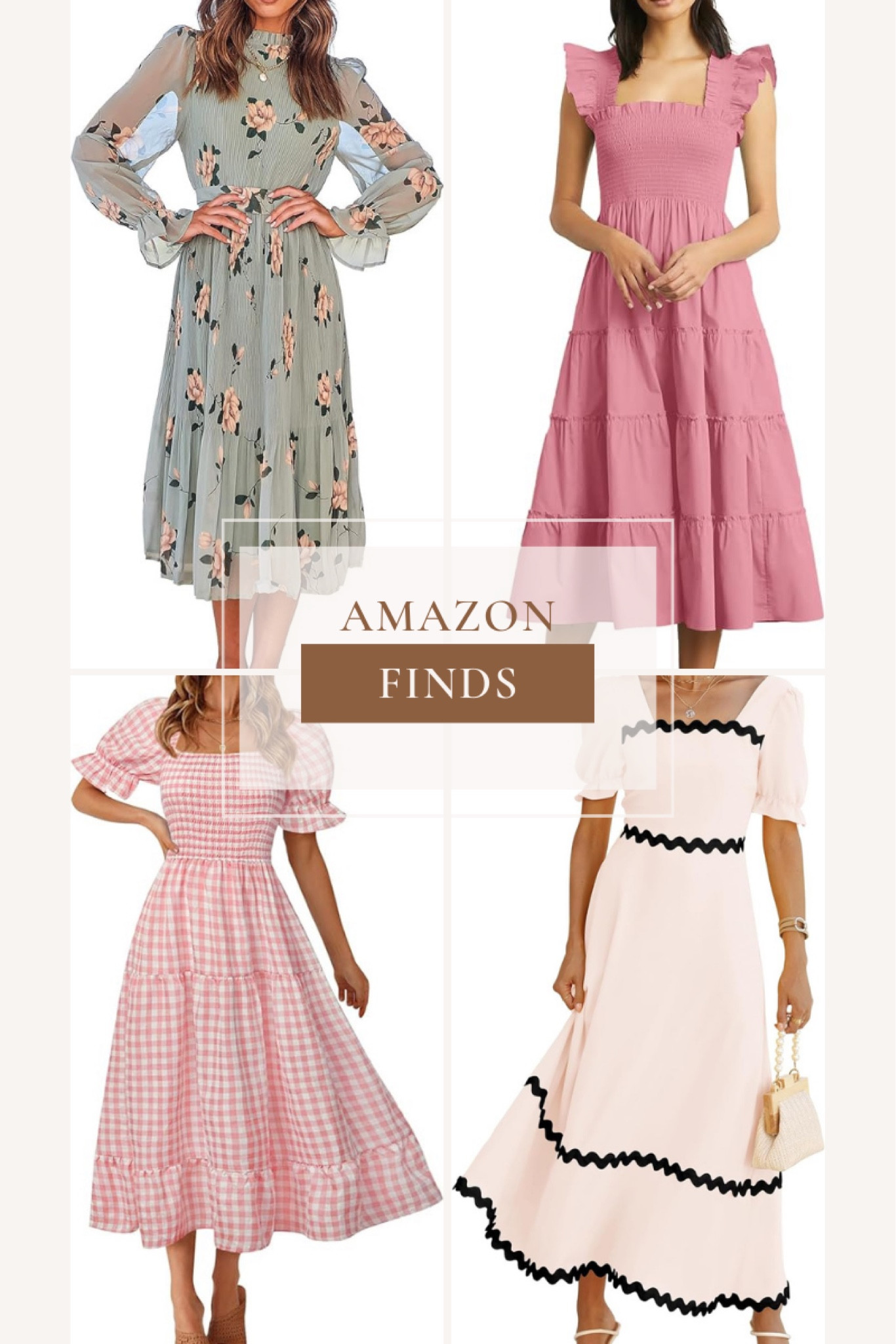 Ruffle Flare Summer Dress Rooscier Women's Tie Back Square Neck Flare Mini Dress - Ruffle Sleeve Wrap Design Tie Back Wrap Dress