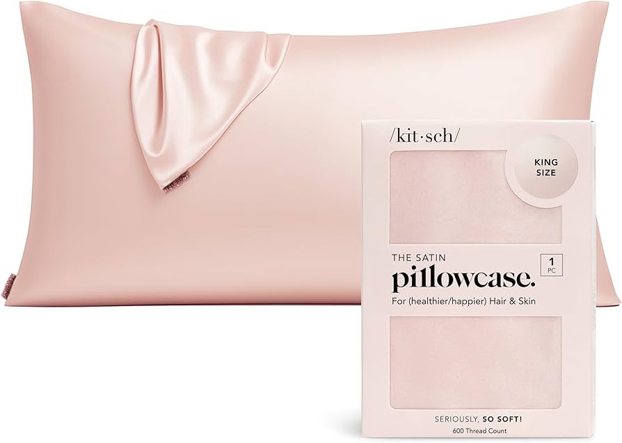 Kitsch Satin Pillowcase with Zipper for Hair & Skin - Softer Than Silk Pillow Cases, Smooth Cooli... | Amazon (US)
