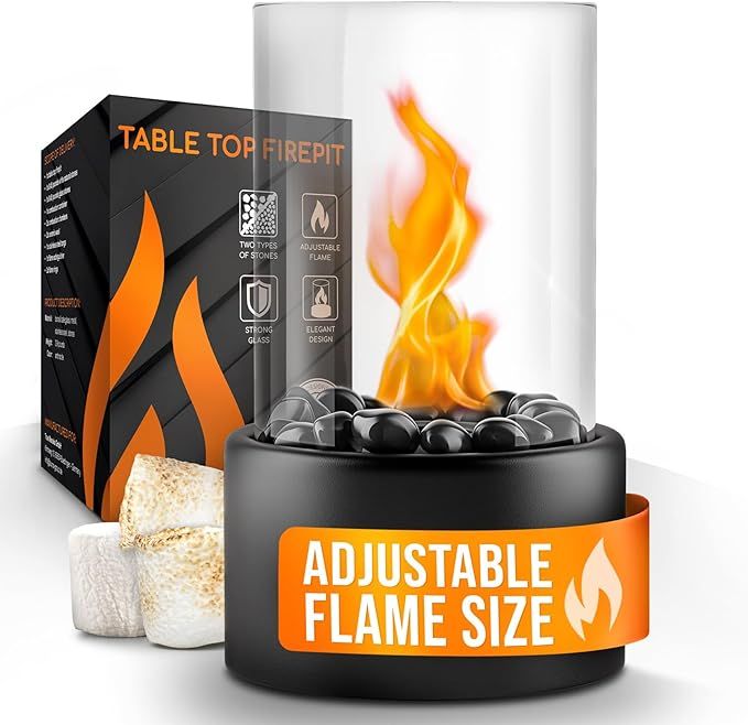 Tabletop Fire Pit [4h Burning Time] - Indoor & Outdoor - Ethanol Table Top Fire Bowl with Black &... | Amazon (US)