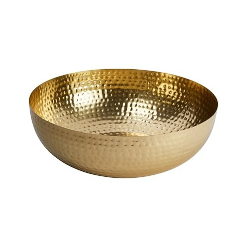Creative Co-Op Round Hammered Metal Bowl, Gold Finish, 14" | Amazon (US)