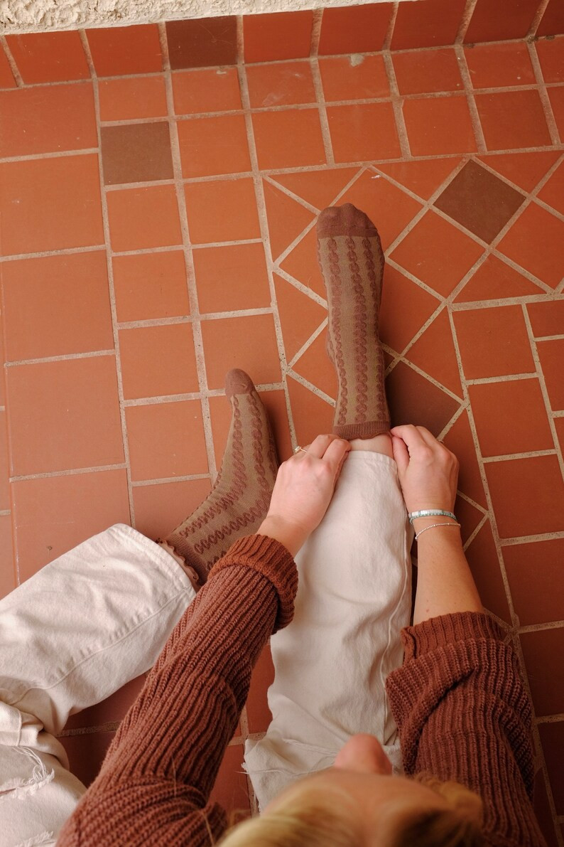 Best Seller! Cozy Cotton Fall Socks,  Neutral Brown Textured reverse knit Ruffle, Gifts for her, ... | Etsy (US)