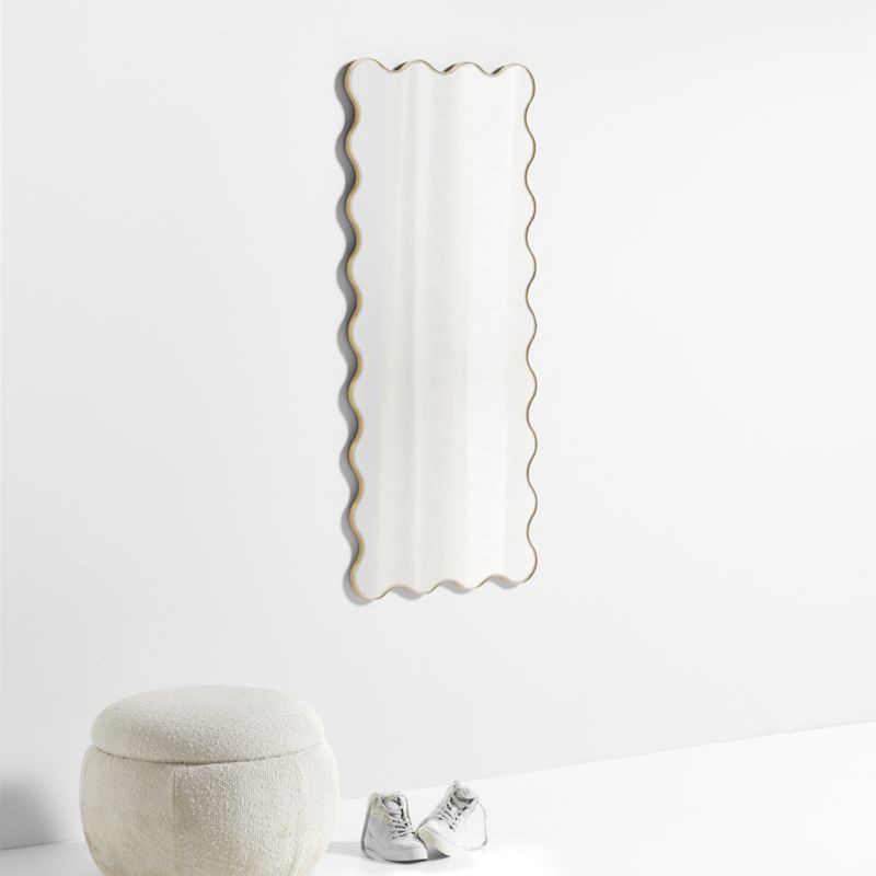 Waveland Full-Length Scalloped Brass Wavy Wall Mirror | Crate & Kids | Crate & Barrel