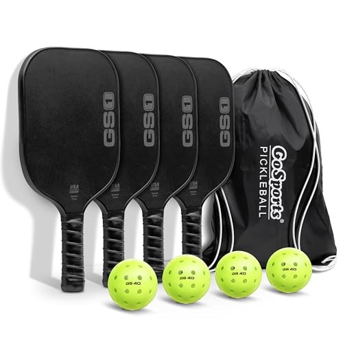 GoSports GS1 Pickleball Paddles Set of 4 with 4 Pickleballs - USAPA Approved Fiberglass Pickleball Paddles | Amazon (US)