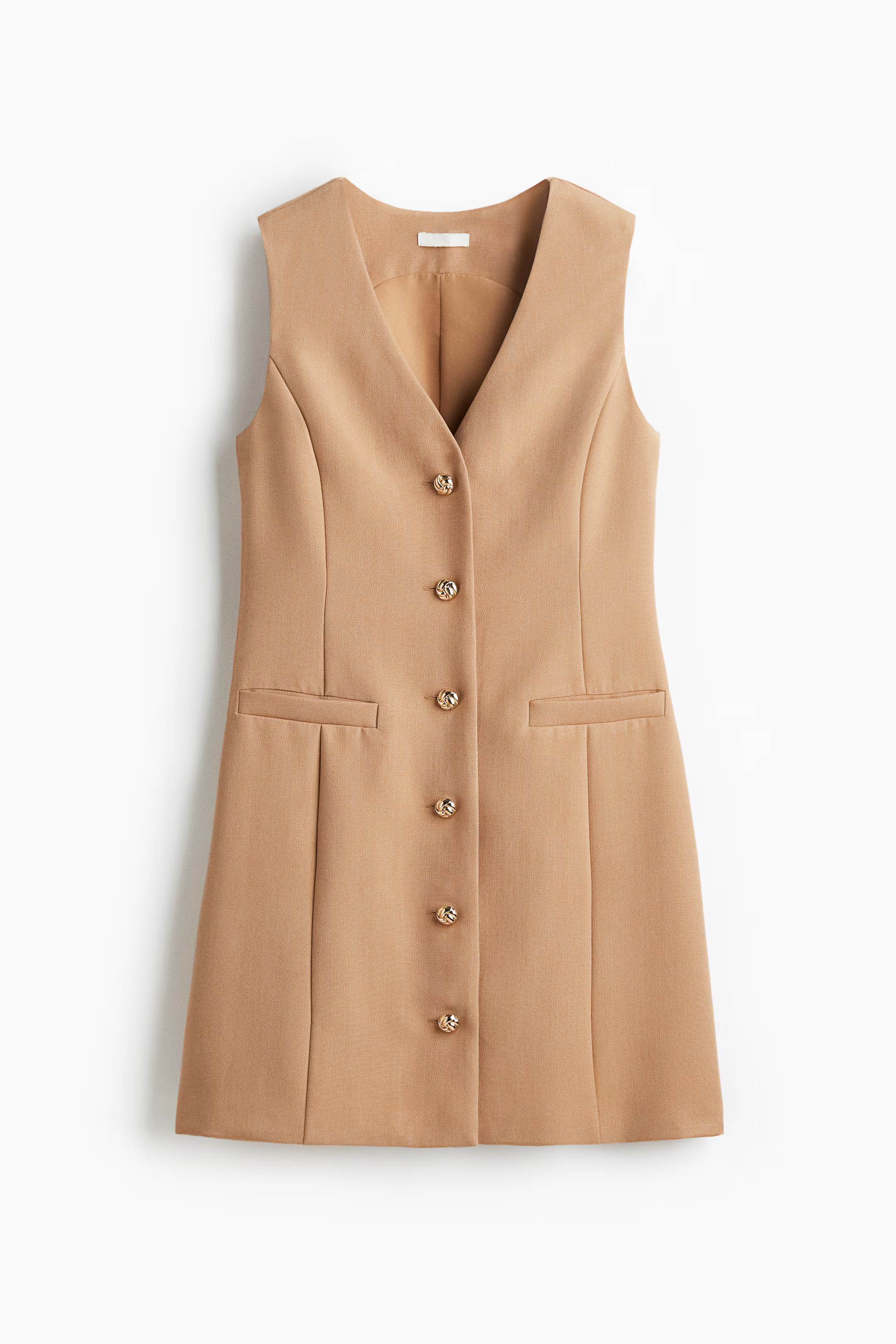 Button-front dress - Beige - Ladies | H&M GB | H&M (UK, MY, IN, SG, PH, TW, HK)