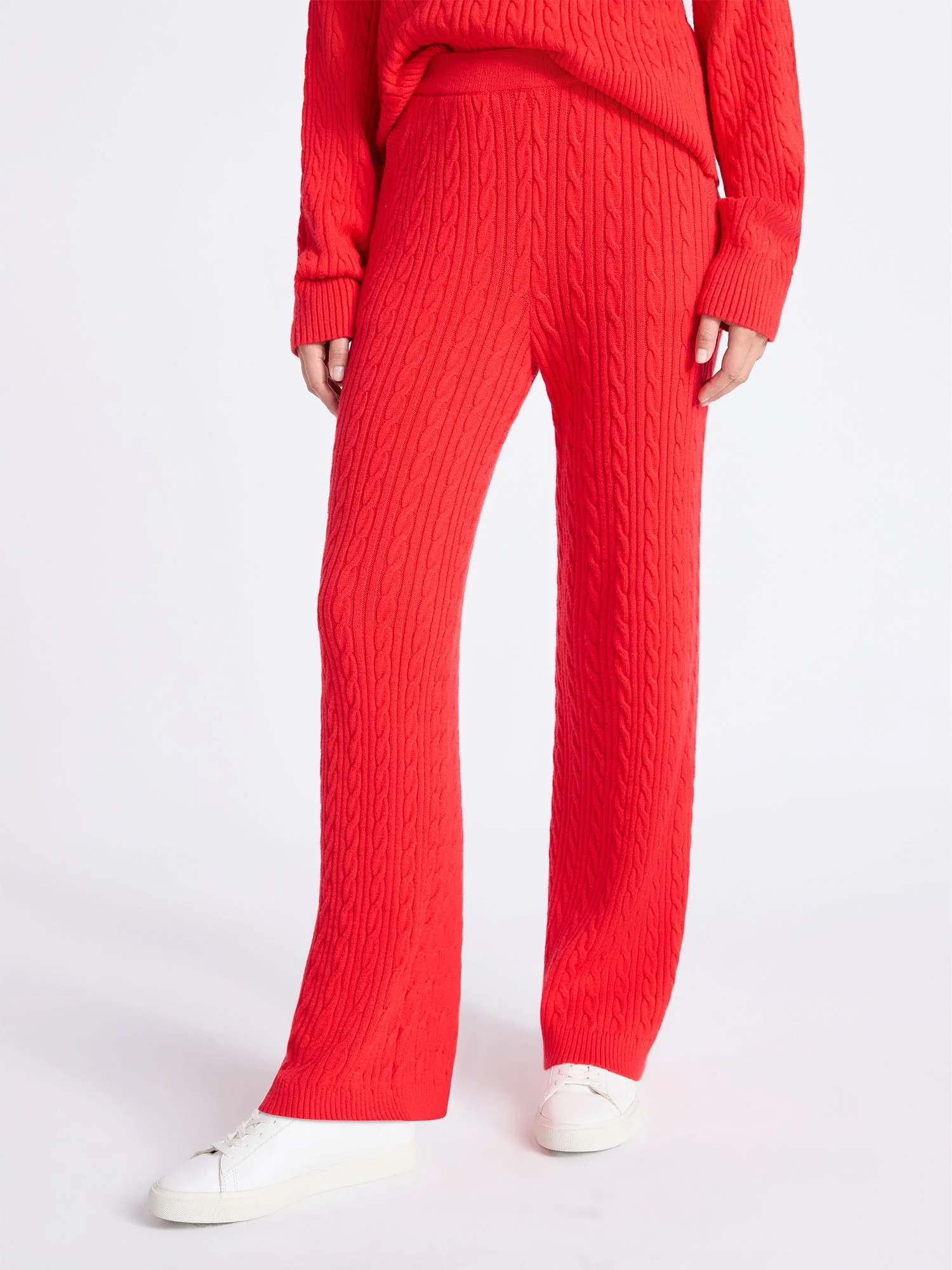 Free Assembly Women's Cozy Yarn Wide Leg Cable Knit Sweater Pants, Size XS-XXL | Walmart (US)