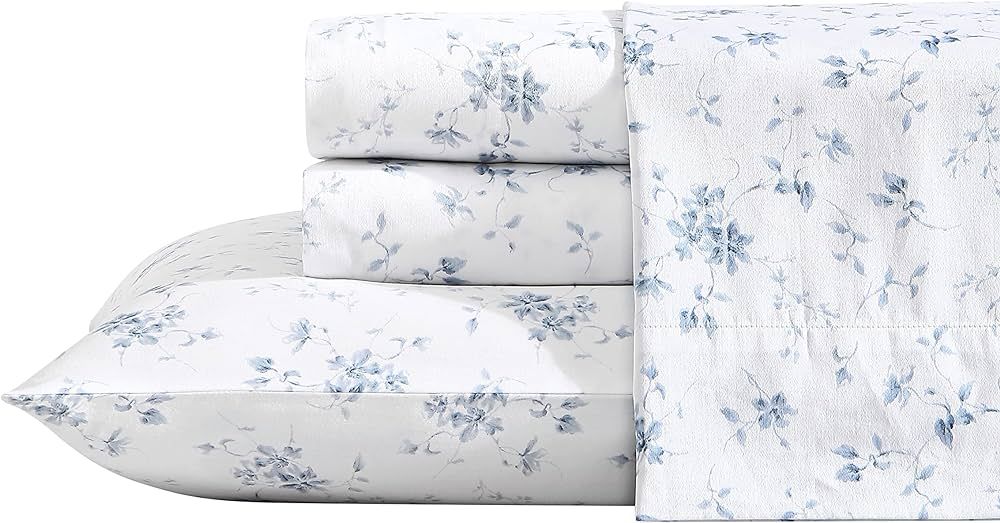Laura Ashley Home - Queen Sheets, Soft Sateen Cotton Bedding Set - Sleek, Smooth, & Breathable Ho... | Amazon (US)