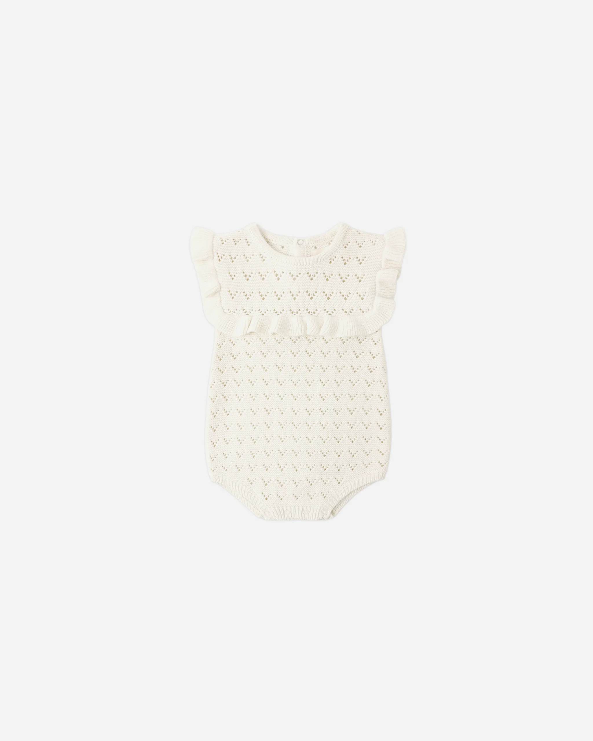Pointelle Ruffle Romper Natural | Rylee + Cru