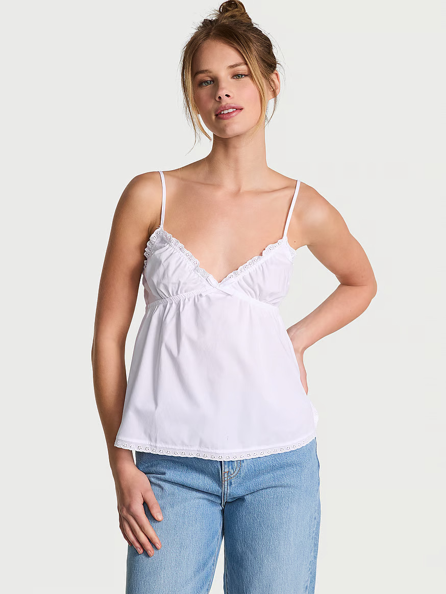 Buy Cloud Poplin Tank, Bright White - Order Tops online - PINK US | Victoria's Secret (US / CA )