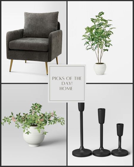 Picks of the day in home decor! Some of Targets Spring sale items like this accent chair. Also linked some faux plants and black candle holders - set of 3! 

#LTKhome #LTKsalealert #LTKunder50