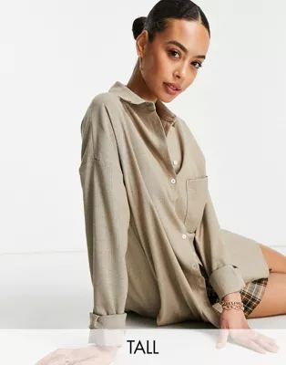 4th & Reckless Tall maxi shirt in beige | ASOS (Global)
