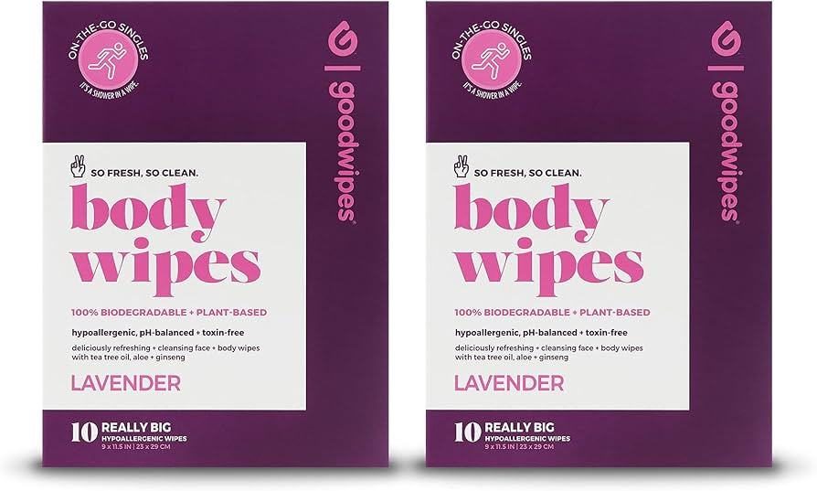 Goodwipes Really Big Body Wipes, Lavender Scent, Plant Based and Hypoallergenic, Wipe Away Sweat ... | Amazon (US)