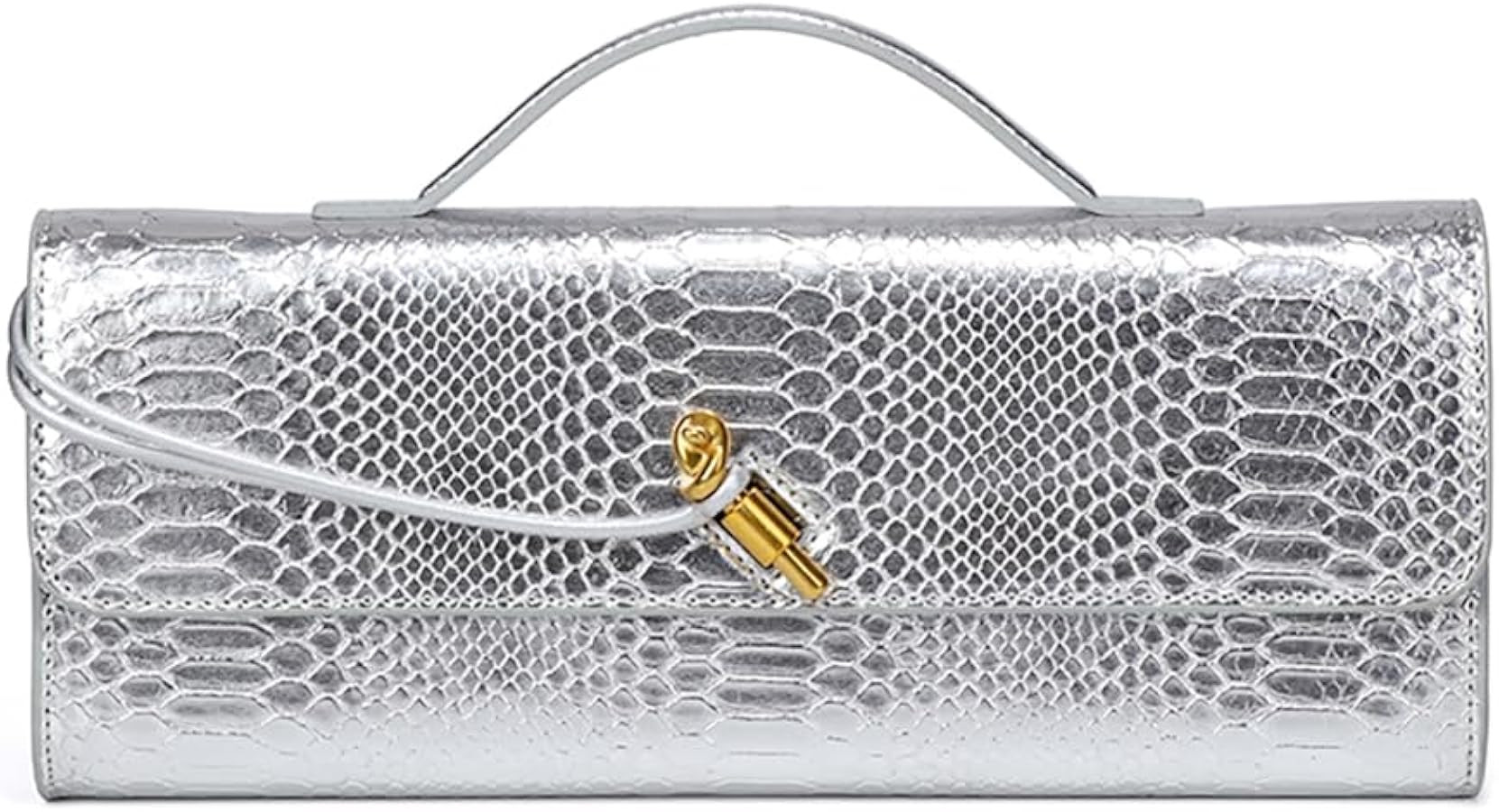 Womens Fashion Leather Clutch Bag Crocodile Print Evening Handbag Crossbody Tote Bag | Amazon (US)