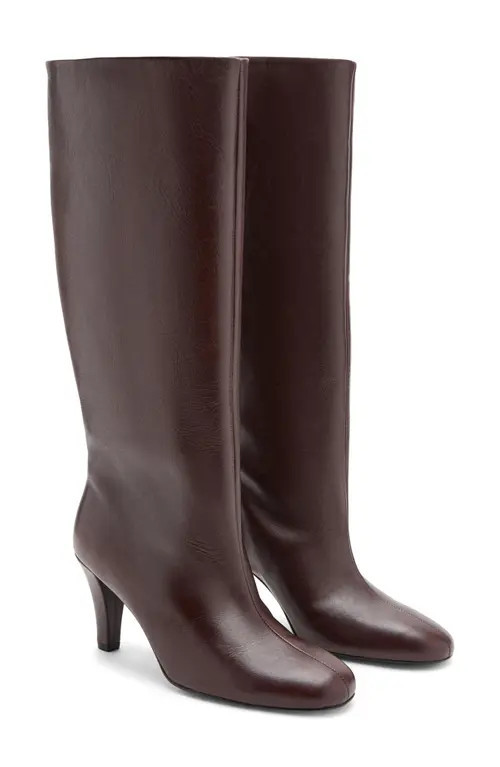 MANGO Leather Knee High Boot in Burgundy at Nordstrom, Size 38 | Nordstrom