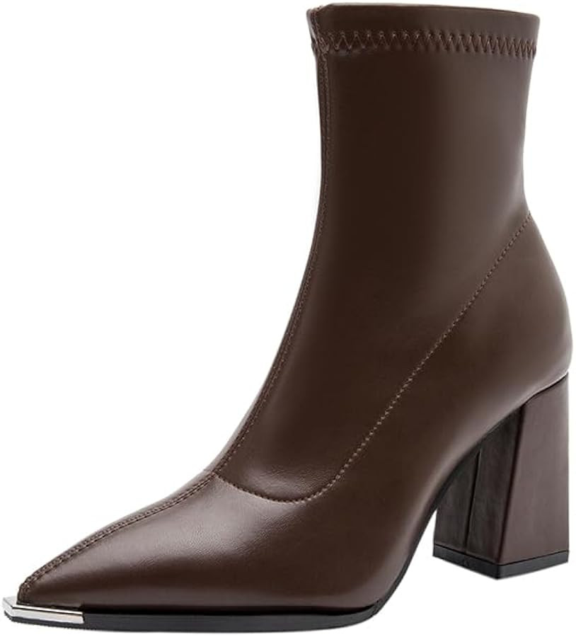 Pointed Toe 2025 Winter Style Winter High Heel Women Shoes Premium Skinny Boots Ankle Boots 98158... | Amazon (US)