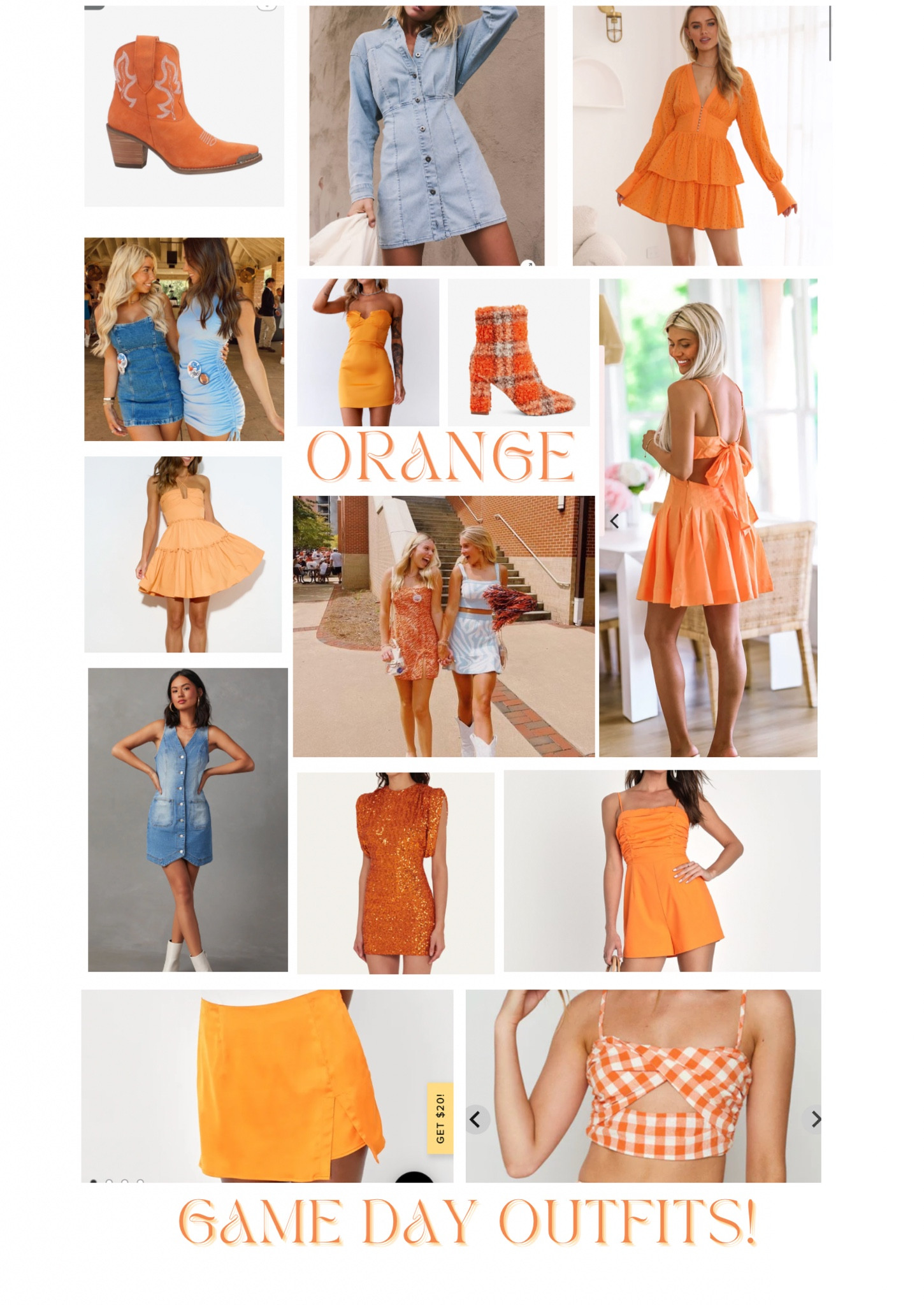 Orange Game Day Outfits!!

Clemson football, Clemson outfit, Clemson game day outfits, orange outfits, orange dress, orange skirt, orange top, tigers football, orange football outfits, orange outfit inspo, denim dress, Auburn football, auburn outfit, football outfit, game day outfits, game day dress, navy outfits, orange outfits, navy and orange outfits, auburn Alabama outfits, cute football outfit, cute game day outfits, denim romper, orange game day outfit, white game day outfits, sec football, sec game day outfits, sec sorority girl, sorority girl game day outfits, aubs football, auburn basketball, Tennessee outfits,
Tennessee football game outfits, Vols game day outfits, orange game day outfits, orange football outfits, sec game day outfits, Knoxville game day outfits, Vols orange,
Tennessee orange, orange dress, orange romper, white romper, orange and white outfit, orange cowboy boots, Tennessee pins, cute game day outfits, fall outfits, sorority girl game day outfits, phi mu game day, delta gamma game day, kappa delta game day

#LTKSeasonal #LTKstyletip #LTKSale