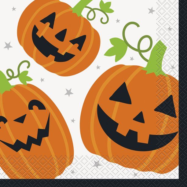 Way to Celebrate Pumpkin Toss Three Pumpkins Halloween Paper Luncheon Napkins, 6.5in, 45ct | Walmart (US)