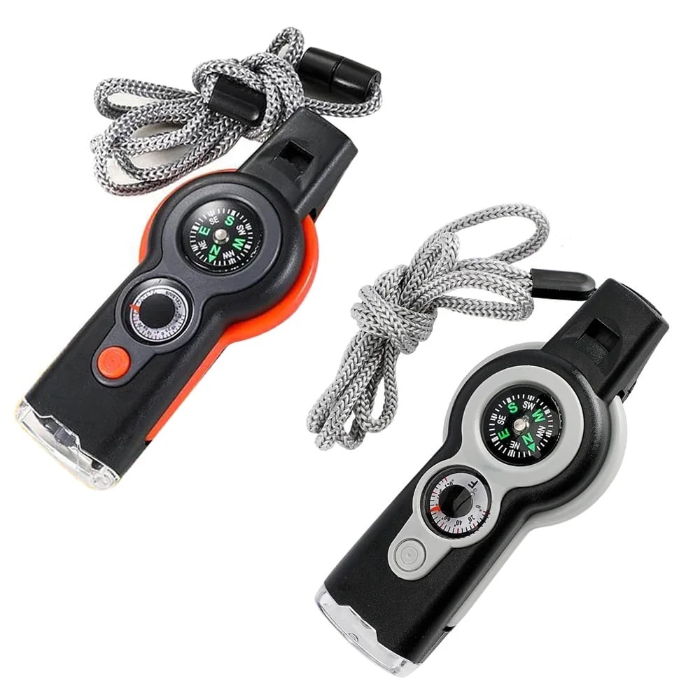 Arsvita 7-in-1 Multifunctional Outdoor Survival Whistle, Compass, Thermometer, LED Reflector, Mag... | Walmart (US)