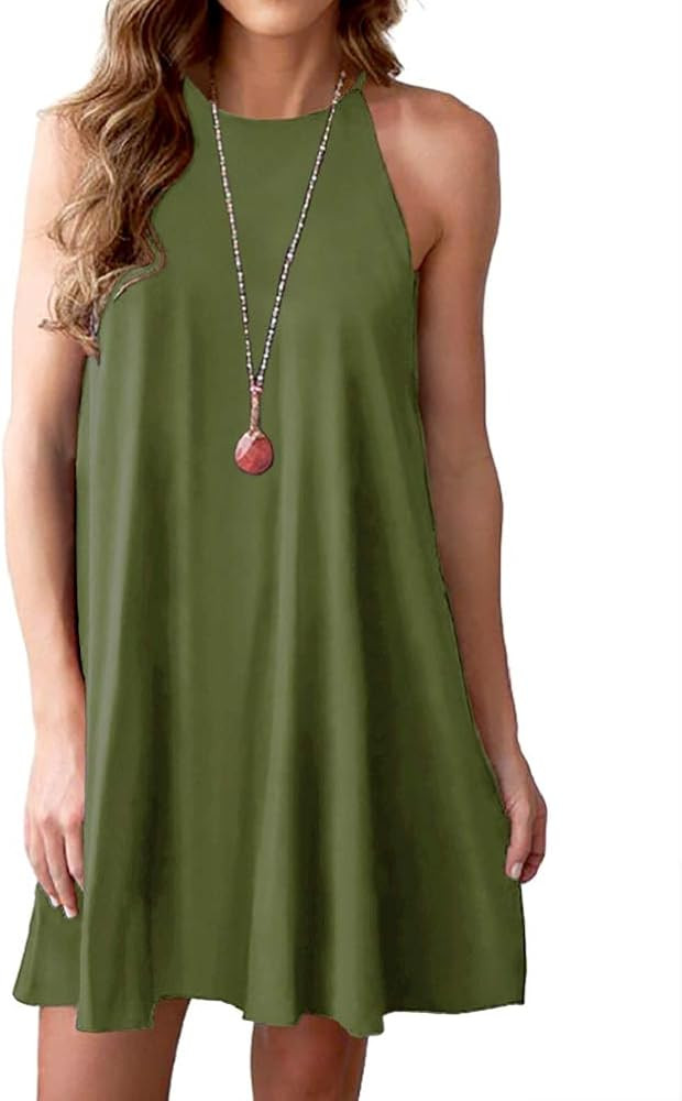Feiersi Summer Dresses for Women Beach Floral Tshirt Sundress Sleeveless Casual Loose Tank Dress | Amazon (US)