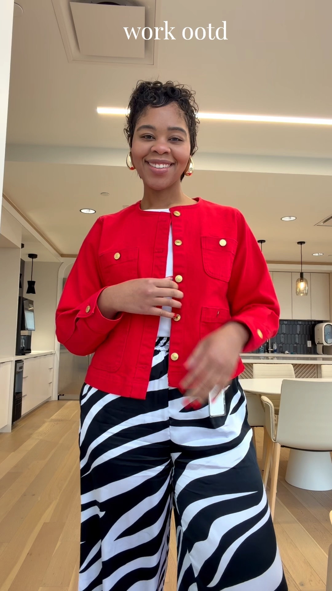 WORKWEAR MADE CHIC🤍 

Jacket: Free Assembly size L
Zebra pants: size M 

Size reference: 5’9, size 10/12

#LTKootd #LTKWorkwear #LTKMidsize