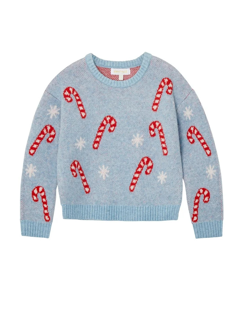 Planet Gold Girls Bow Print Ombre Sweater, Sizes 12M-18 | Walmart (US)