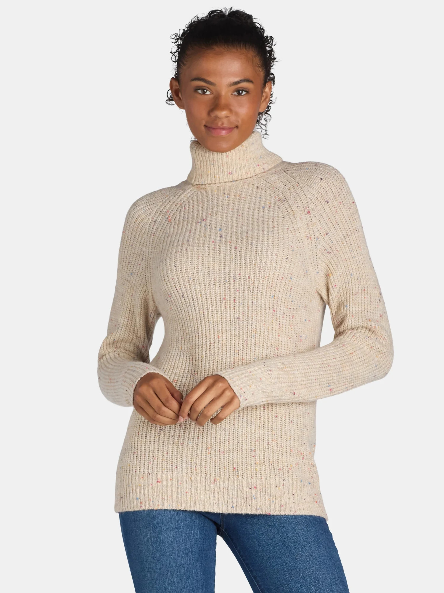 Time and Tru Women’s Flecked Turtleneck Sweater, Midweight, Sizes XS-XXXL | Walmart (US)