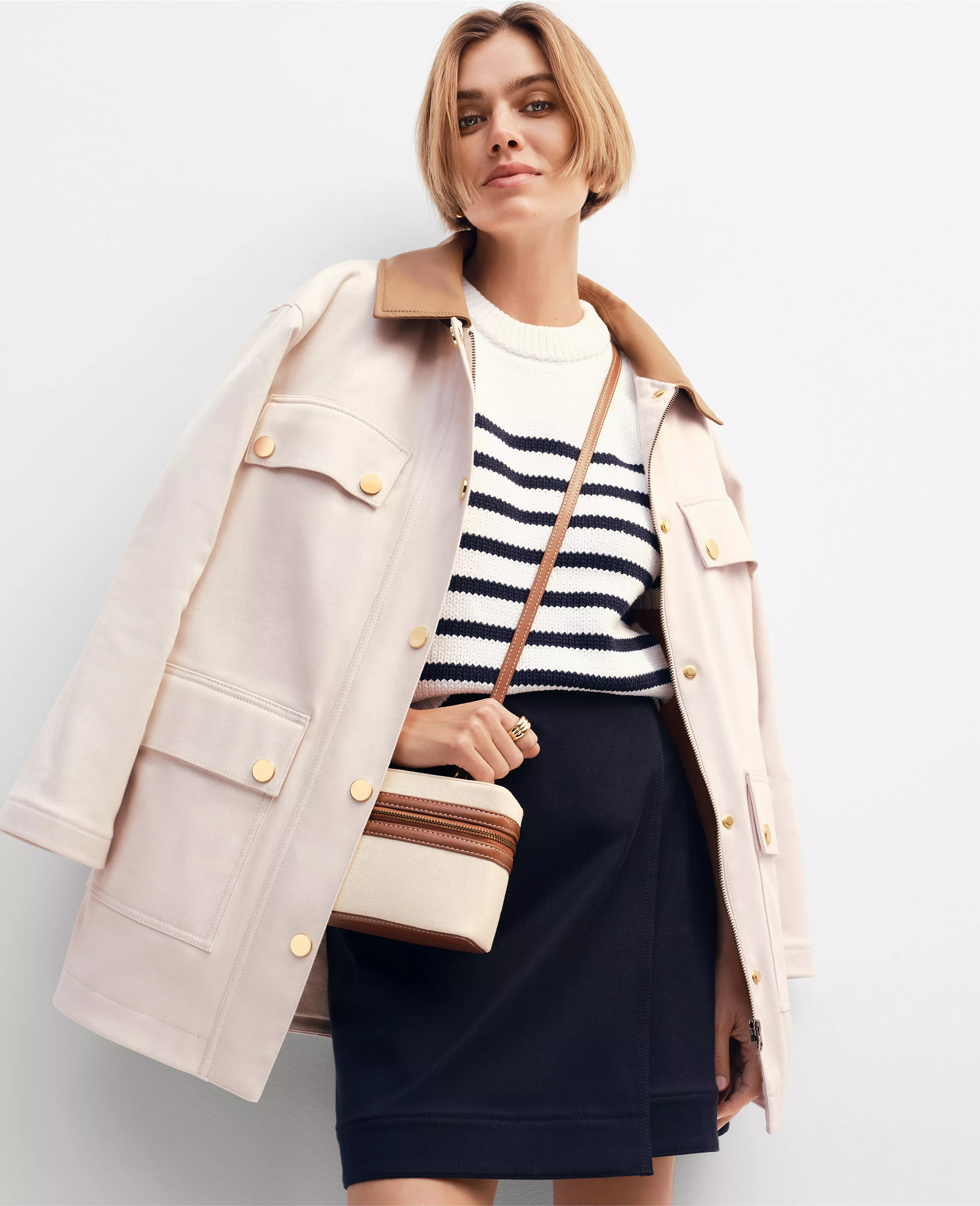 Weekend Collection Faux Leather Collared Jacket | Ann Taylor