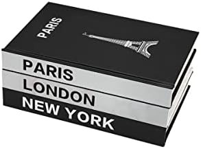 3 Pieces Hardcover Decorative Books Paris London New York Decorative Book Stack with Blank Pages ... | Amazon (US)