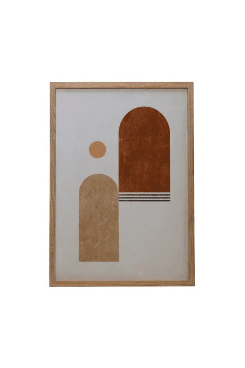 Lanai Geometric Wood Framed Glass Wall Decor - Light Wood | THELIFESTYLEDCO