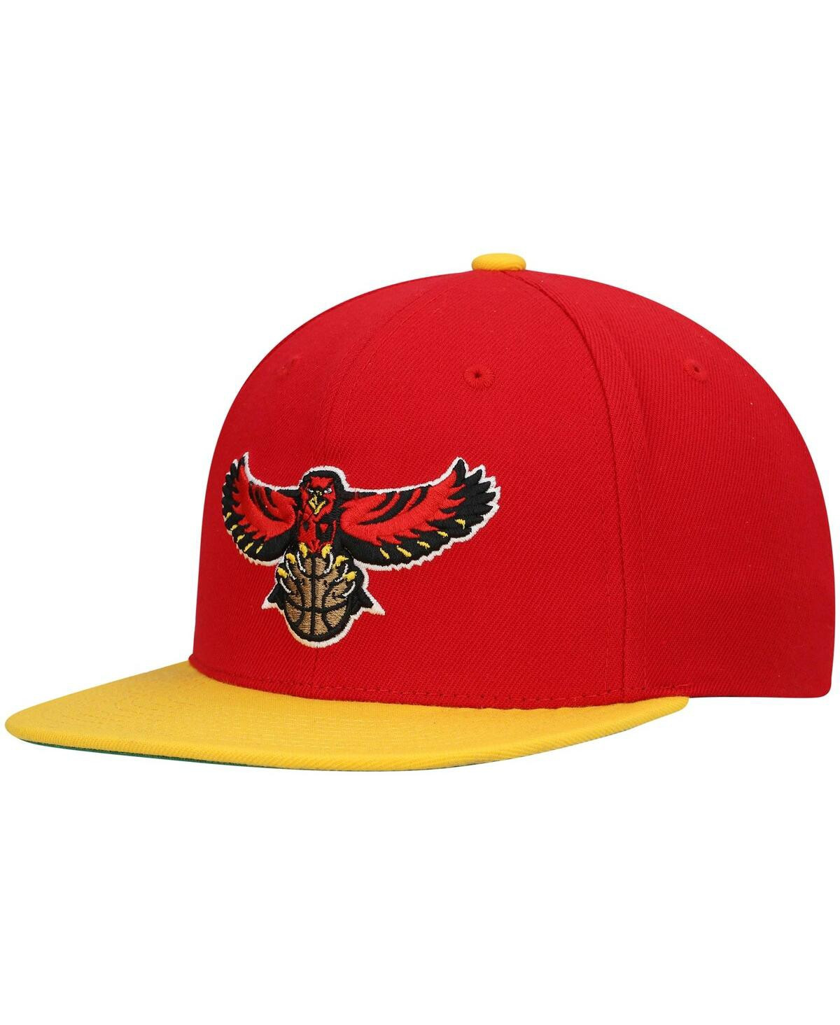 Men's Mitchell & Ness Red, Yellow Atlanta Hawks Hardwood Classics Team Two-Tone 2.0 Snapback Hat - Red, Yellow | Macy's