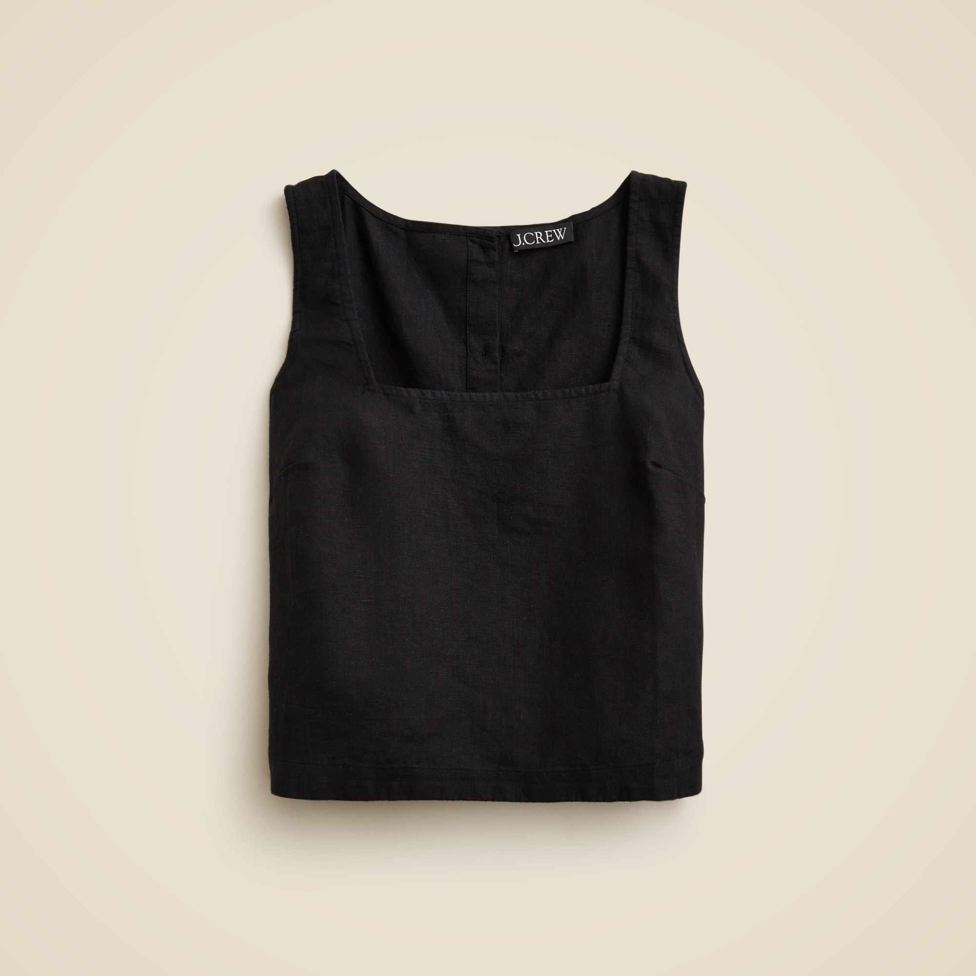 Squareneck button-back top in linen | J. Crew US