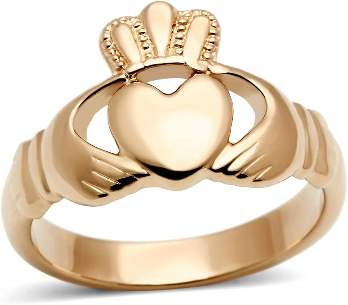 Women's Silver Claddagh Celtic Irish Fashion Comfort Statement Love Ring | Amazon (US)